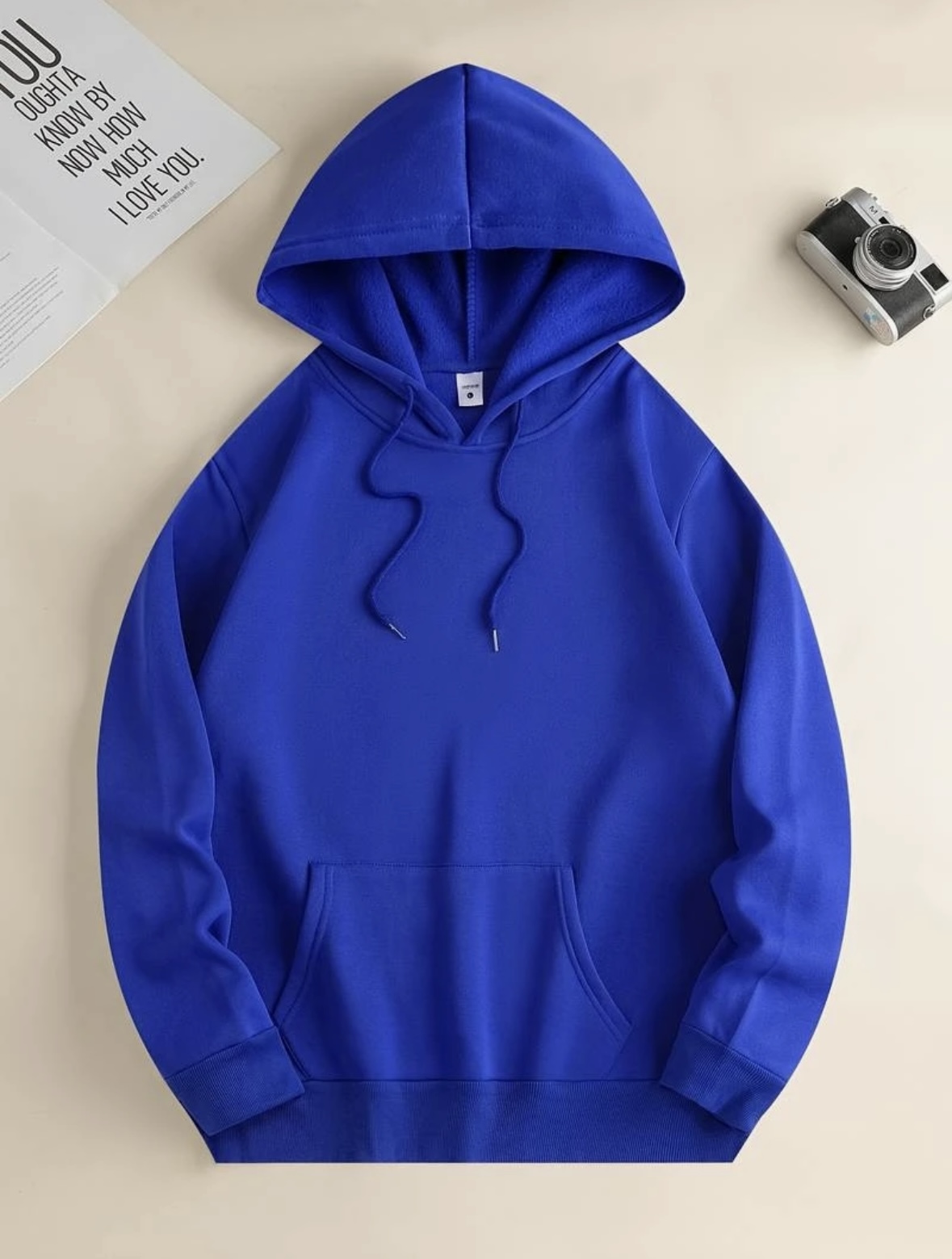 Saks Mavisi Kapüşonlu,Kanguru Cepli Sweatshirt