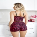 Kırmızı Leoparlı Şort Takım